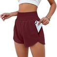 thumbnail image 2 of Inglocry Womens Athletic Shorts High Waisted Running Workout Gym Sports Quick Dry Shorts with Zipper Pocket 2026 Wine 2XL, 2 of 4