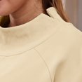 thumbnail image 7 of BODOAO Womens Mock Neck Sweatshirt Long Sleeve Pullover with Kangaroo Pocket and Ribbed Trim Relaxed Fit Casual Cozy Fashion Top for Fall and Winter Outfits Beige L, 7 of 7