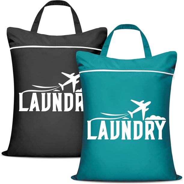 2 Pcs Large Travel Laundry Bag Washable Waterproof Wet Dry Bag Dirty Clothes Bag Swimsuit Workout Bag for Gym Clothes Laundry Wet Clothes Swimming Pool Yoga College Dorm (Black+Grey)