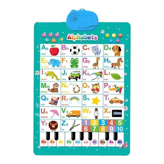 Interactive Alphabet Poster Wall Chart Talking ABCs & 123s Music Poster Toddler Alphabet Learning Posters for Toddlers 1-3 Learning & Education Toys Gift for Boys & Girls Ages 1 2 3 4 5 6