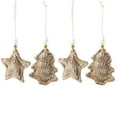 thumbnail image 4 of Northlight Sequin Stars and Trees Plush Christmas Ornaments - 4" - Gold - Set of 4, 4 of 6