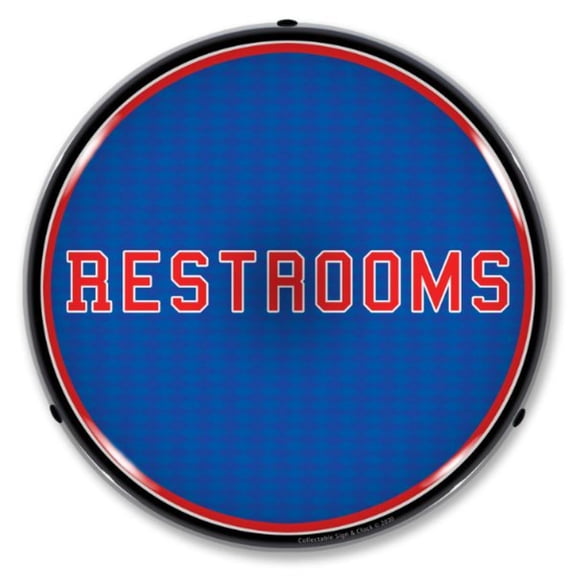 Collectable Sign and Clock Restrooms LED Lighted Premium Sign