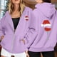 thumbnail image 2 of WILLBEST Sudadera de Mujer con Estampado Navideño, Cremallera, Manga Larga, Bolsillo, Cordón Ajustable, Estilo Casual con Capucha 1840 Grande, 2 of 8