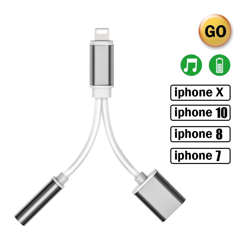 [Apple MFi Certified] 3.5 mm Headphone Jack & Charger Cable for iPhone