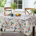 thumbnail image 4 of Spring Otomi Birds, Hearts, Floral Design 52 x 52 inch Square Vinyl Tablecloth with Flannel Backing, 4 of 8