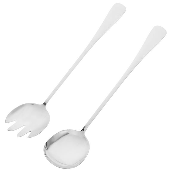 WORGEOUS 1 Set Slotted Serving Spoons And Salad Forks Stainless Steel Buffet Utensils Set Long Handle Metal Spoons Forks For Cooking