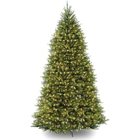National Tree 10ft Pre-Lit Dunhill Fir Hinged Artificial Christmas Tree with 1200 Clear Lights - Green