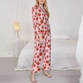thumbnail image 3 of Honeii Hand Drawn Strawberry print Women's Pajama Sets Long Sleeve Button Down Sleepwear Nightwear Soft Pjs Lounge Sets-Large, 3 of 7