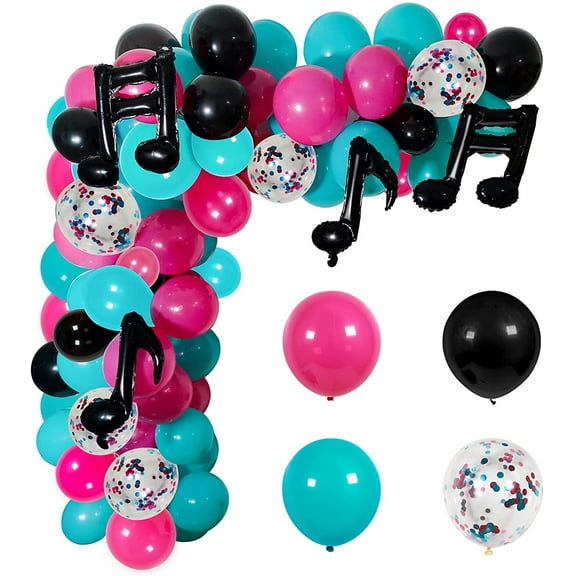 TIC Tok Balloon Arch Kit, JOGAMS 127 Pack TIC Tok Balloons Set with Music Note Balloons, Music Party Decorations for Girls Teens Birthday Party Karaoke Music Theme Decor