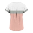 thumbnail image 4 of Delayuji Women Cotton and Linen Flower Art Short Sleeve V Neck Clause Shirt Pink M Polyester,Spandex Short Sleeve Shirts for Women, 4 of 5