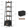 thumbnail image 4 of Tydimor 6-Tier Leaning Ladder Bookshelf with Removable Fabric Drawer, Black Oak Bookcase with Backboard Protection, Waterproof Anti-Scratch Storage Shelf for Living Room Bedroom Home Office, 4 of 8
