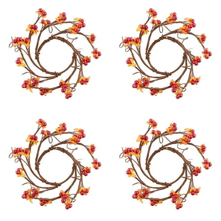 Hand Wrapped Artificial Bittersweet Candle Rings 4 Candle Rings