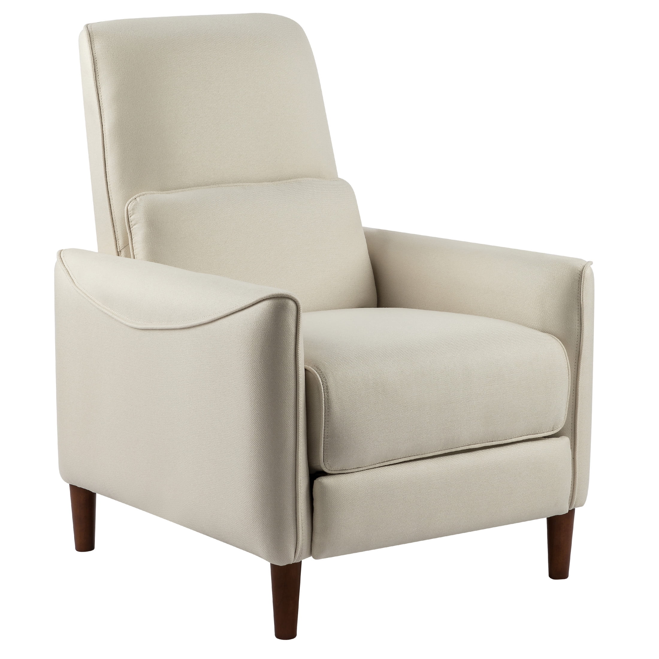 Verve Modern Upholstered Push Back Recliner with Lumbar Support, Beige
