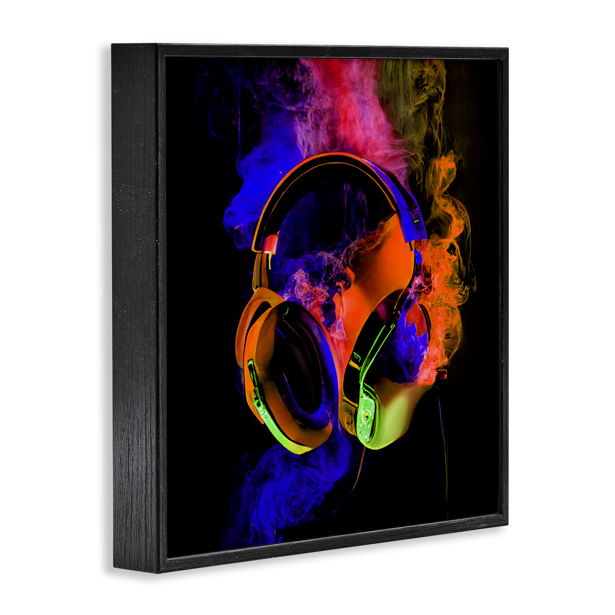 Power Play Headphones Black Framed Giclee Art, design by Sasha