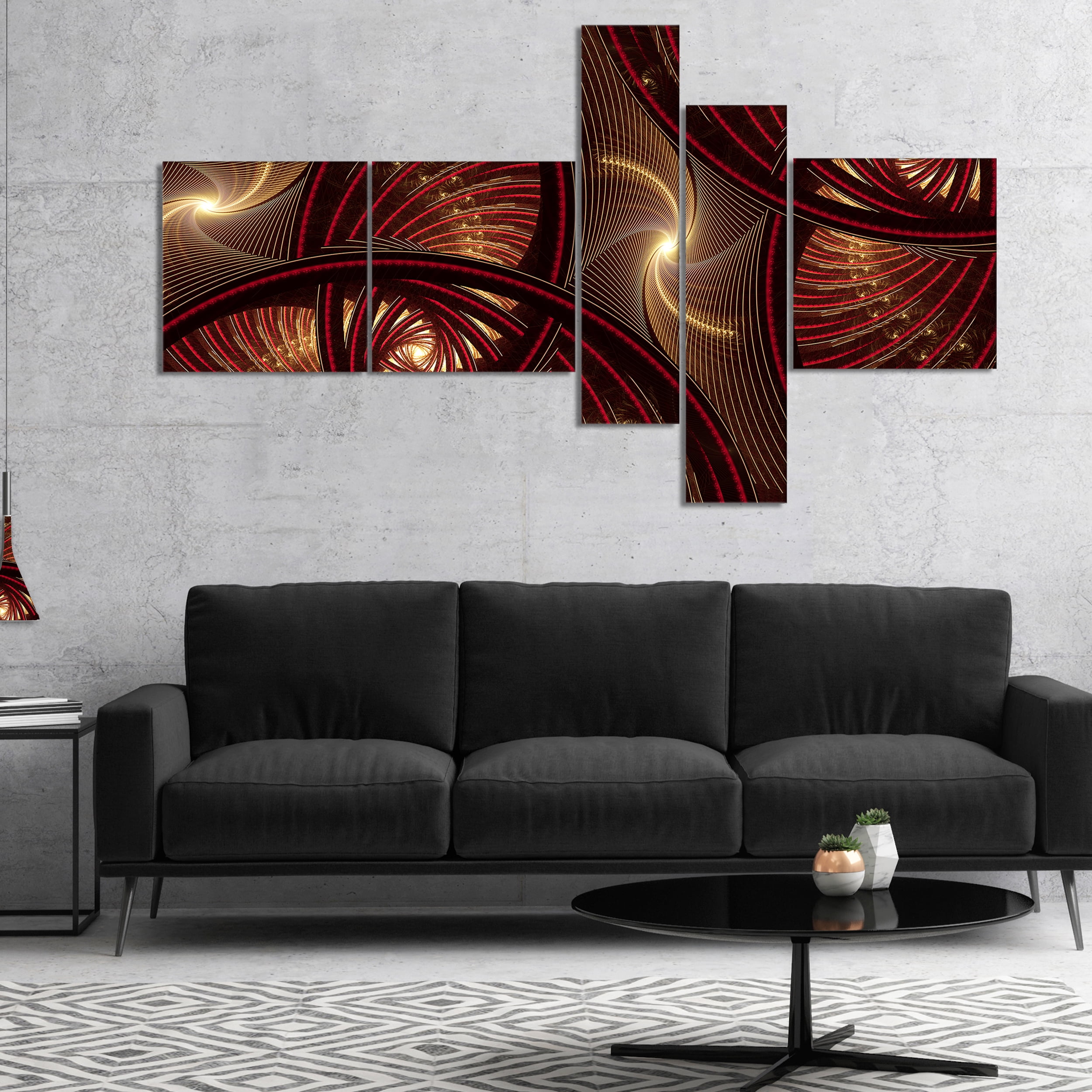 Designart 'Brown Symmetrical Fractal Pattern ' Floral Canvas Art Print