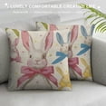 thumbnail image 3 of Qinduosi Easter Pillow Covers of , Colorful Bunnies Decorations Holiday Farmhouse Spring Pillow Case for Home Sofa Couch Decor AA White, 3 of 5