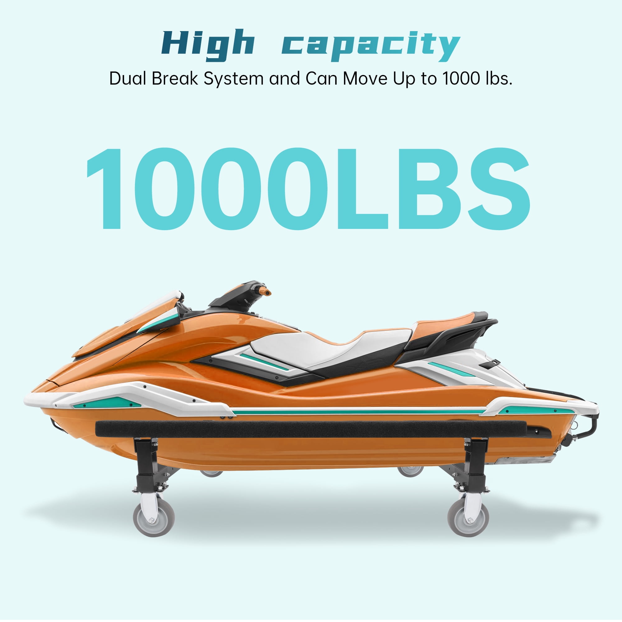 Kojem Watercraft PWC Dolly, Adjustable Boat Storage Trailer, with Four Casters Watercraft Cart for Ski Fishing Boat Sailboat ,Jet Ski Stand, 1000lbs