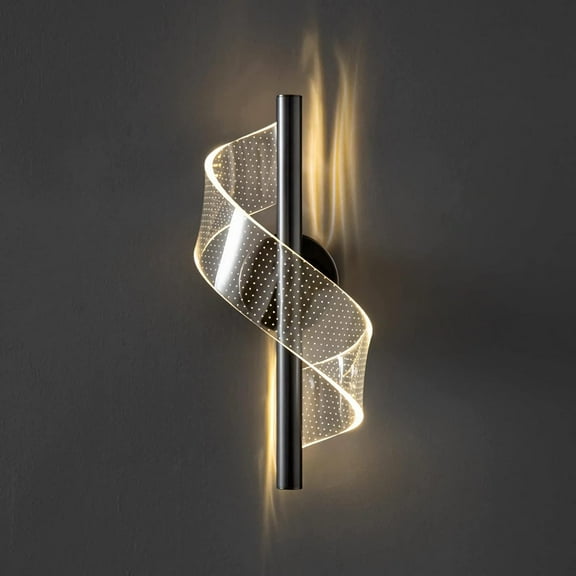 Modern LED Wall Lamps & Sconces, 6W Dimmable Acrylic Spiral Wall Lights for Bedroom Living Room Hallway Bedside Bathroom Indoor,Gold