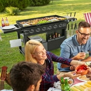 Royal Gourmet 44 6-Burner Flat Top Gas Grill Griddle, Griddle with Foldable Side Shelves, Front Spice Rack, Double-Layer Bottom Shelves, GB6000