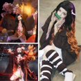 thumbnail image 2 of Peluca de cosplay Wiggy Mermaid SL Nezuko con cinta rosa para DS, 2 of 9