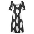 thumbnail image 4 of Vestido de manga corta con estampado de huevos punteados abstractos en blanco y negro vestidos largos para mujer vestido de verano, 4 of 6