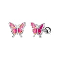 thumbnail image 2 of 3 piezas de pendientes de acero inoxidable con forma de mariposa delicada para cartílago, esmaltados de colores, con cierre de rosca, anillos para cejas con pavé de circonita cúbica, barras, 2 of 5