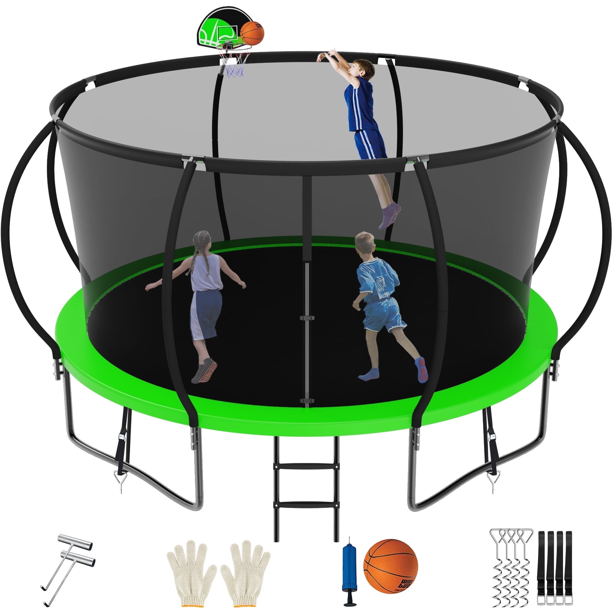 Trampoline Extérieur Froggi Sky XT-F0604 – Rond 183 Cm Avec Filet Sécurité Double Verrouillage – Échelle Et Coussin Protections – Acier Galvanisé – Support 75 Kg – Montage Facile