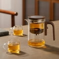 thumbnail image 1 of Opvise Borosilicate Glass Teapot with Wooden Handle – 500-600ml & 700-800ml, Anti-Scald Infuser Tea Kettle, Drip-Free Spout, Easy-Clean, Modern Minimalist Design, 1 of 7