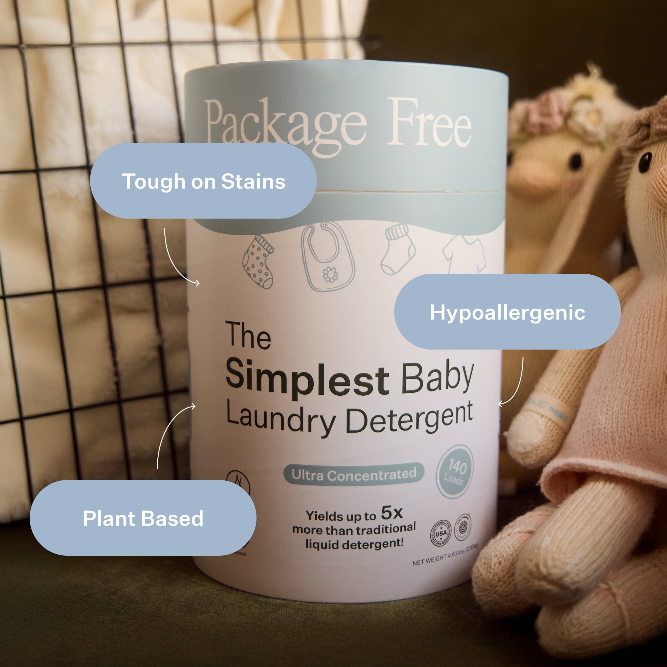 (2 pack) Package Free Simplest Baby Laundry Detergent Powder Unscented 100 Load