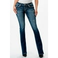 thumbnail image 2 of Grace in LA Women's Aztec Embroidered Pockets Distressed Stretch Bootcut Jeans (25, Blue Stonewashed), 2 of 3