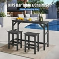 thumbnail image 7 of Bstjewey 3Pcs Outdoor Bar Set, 55" Rectangular HIPS High Table & 2 Bar Stools, for Patio, Poolside, Balcony, or Deck,Black, 7 of 7