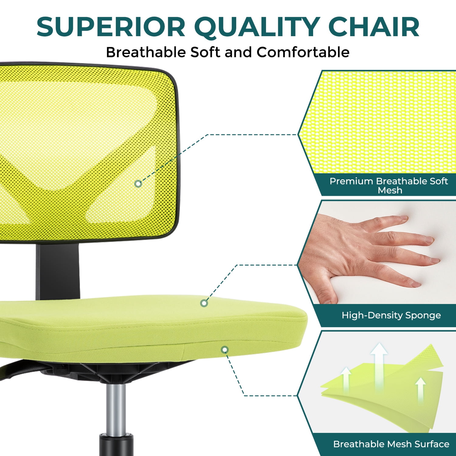 Aukfa Desk Chair Home Office Chair with Lumbar Support, Black,