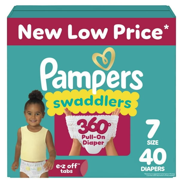 Pañales tipo pantalón Pampers Swaddlers 360 Talla 7, Paquete con 40 unidades