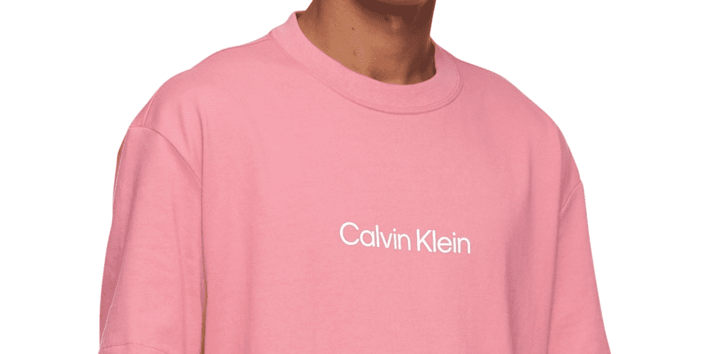 Fit Relaxed Men\'s Pink Size T-Shirt Klein Crewneck XX-Large Calvin Logo Standard