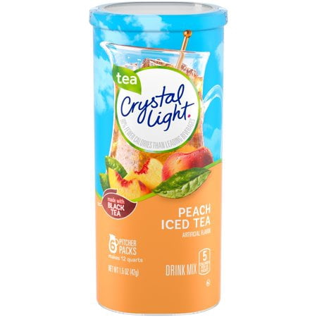(6 Pack) Crystal Light Peach Iced Tea Drink Mix, 6 count