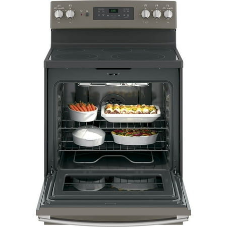 GE - 5.3 Cu. Ft. Freestanding Electric Convection Range with Self-Cleaning and No-Preheat Air Fry - Slate