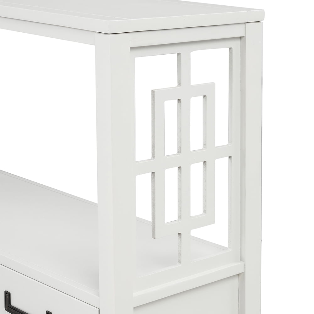 Lowestbest 36" Farmhouse Console Table, Solid Wood Sofa Table with Two Bottom Drawers, Narrow Side Cabinet for Entryway, White Lowestbest 36" Farmhouse Console Table, Solid Wood Sofa Table with Two Bottom Drawers, Narrow Side Cabinet for Entryway, White