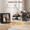 thumbnail image 5 of Renwick Modern Wooden Rolling Side Table with 2 Foldable Fabric Drawers and Magazine Racks, Black, 5 of 10