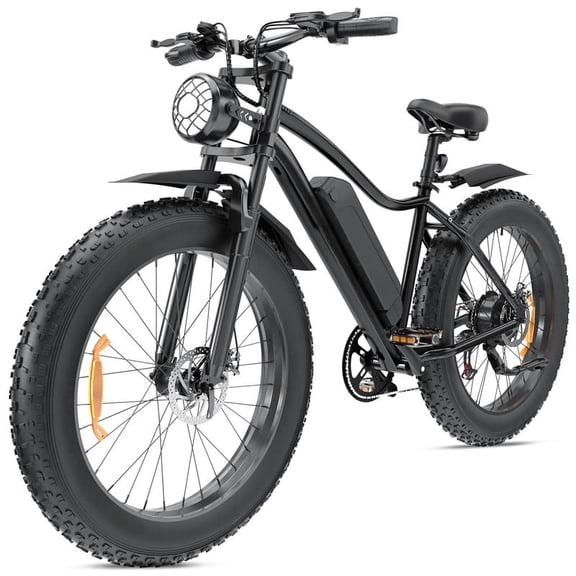Electric Bike for Adults,26*4.0 Fat Tire E-Mountain Bicycle,Peak 1500W Peak Motor 48V 13Ah 7-Speed Ebike,Black