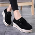 thumbnail image 5 of Ruiatoo Women Platform Lace Up Loafers Comfort Suede Wedge Shoes Low Top Moccasins Black 36, 5 of 5