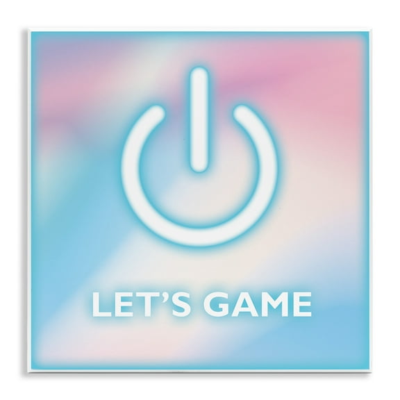 Stupell Industries Pastel Let's Game Power Symbol Quotes and Sayings Painting Unframed Art Print Wall Art, 12 x 12