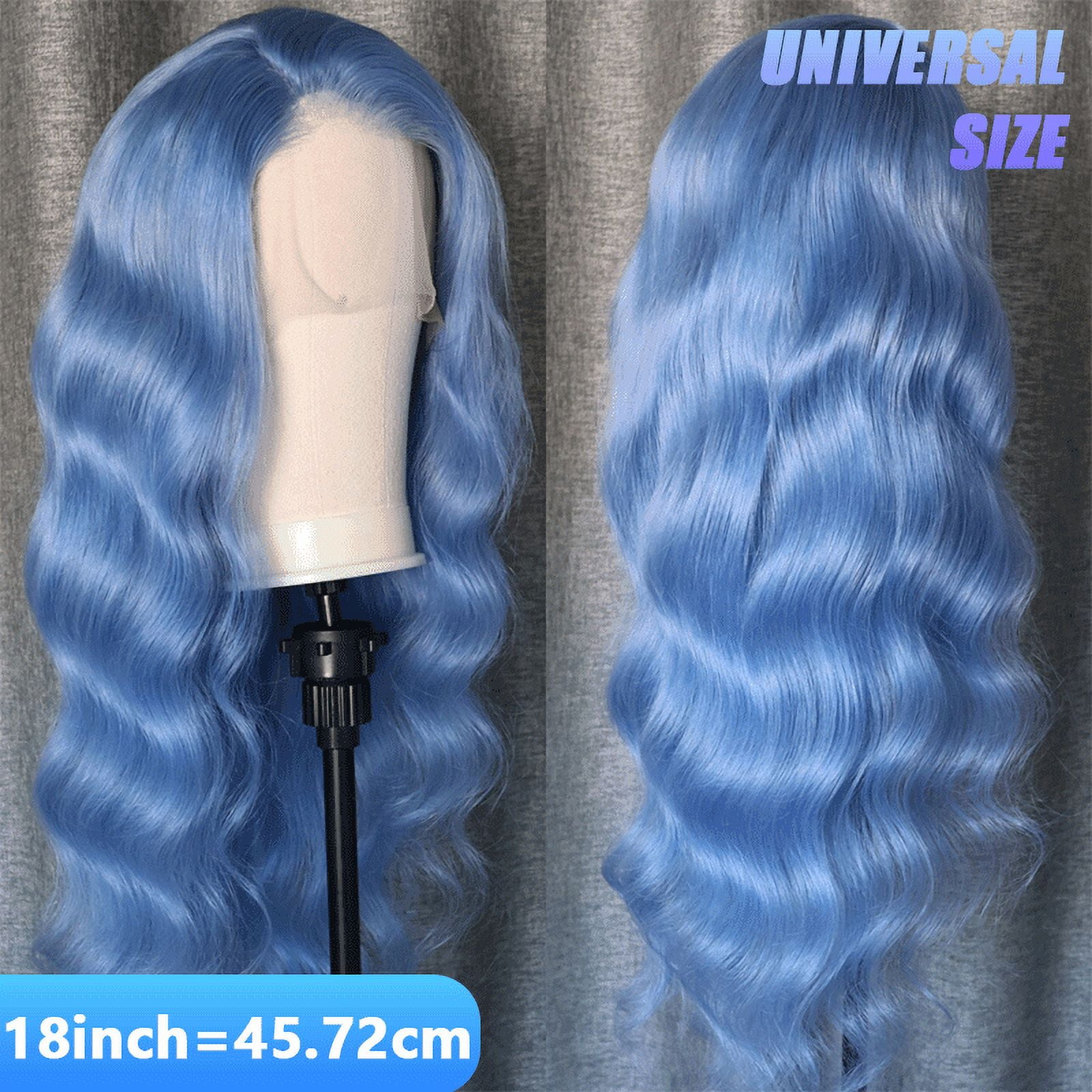 Blue Colored 13x4 Lace Front Wig Body Wave Brazilian Remy Human Hair Wigs Preplucked Natural Hairline High Density Elegant Hairstyle For Women Daily&Birthday&Wedding Use Wig 180 Density 18 Inch