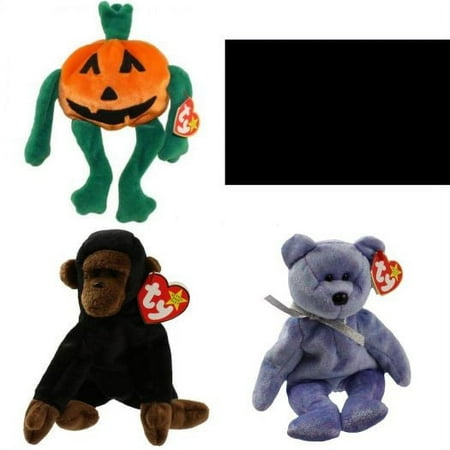 Assorted Ty Beanie Baby 4 Pack Bundle: Ty Beanie Babies Pumkin - Pumpkin, Dotty the Dalmatian Dog, Ty Beanie Baby - Congo The Gorilla 1996 Retired, Ty Beanie Baby - CLUBBY 2 the Platinum Bear