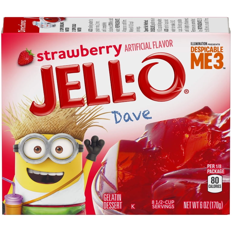 JELL-O Strawberry Gelatin Dessert Mix (6 oz Boxes, Pack of 24