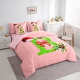 thumbnail image 3 of Homewish Kawaii Initial B Letter Bedding Comforter Set 7 Pieces, Christmas Hat Flower Full Bedding Set, Girly Pink Cartoon Reversible Fitted Sheet Flat Sheet, Super Cozy Room Decor, 3 of 7