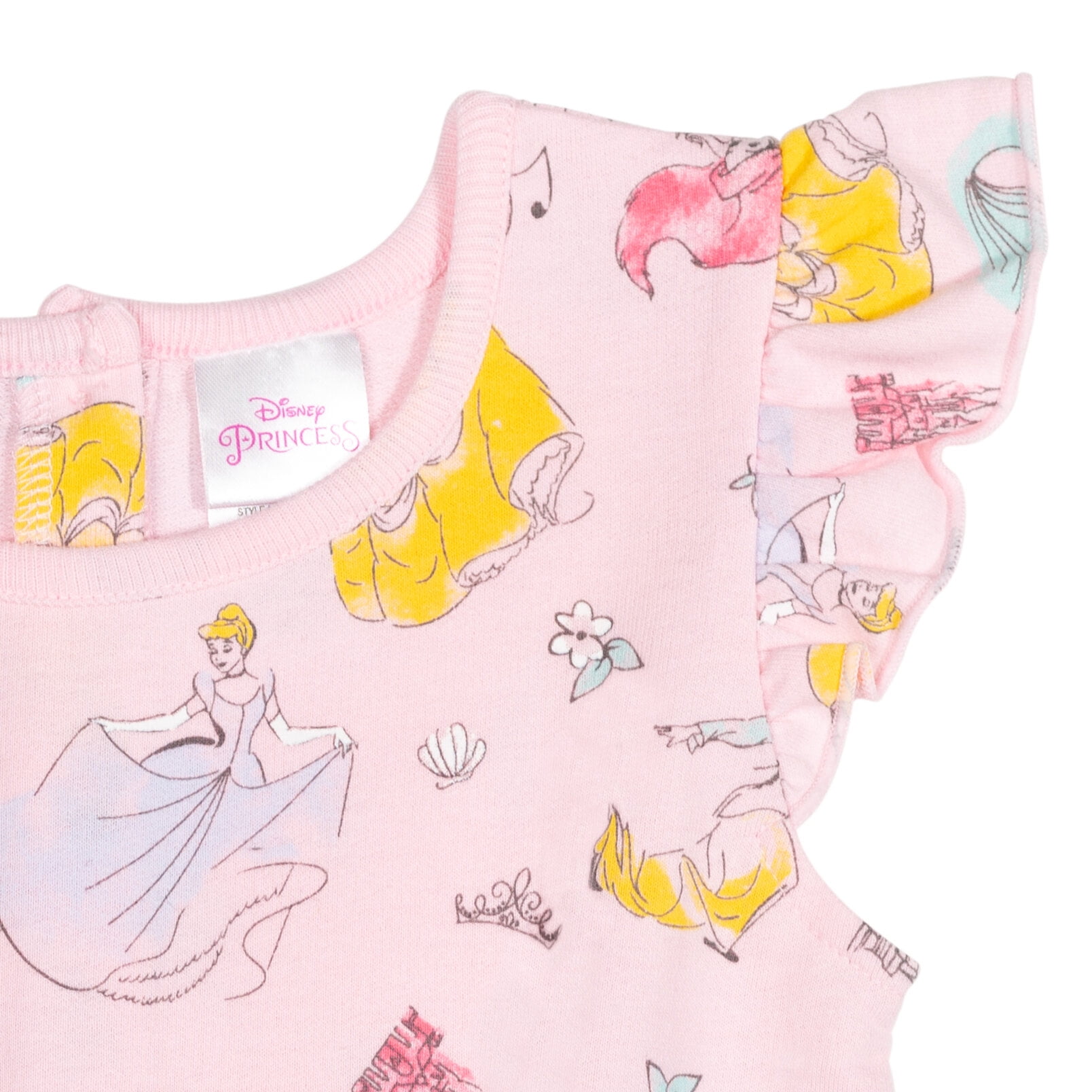 Disney Princess Belle Cinderella Ariel Toddler Girls Romper Infant to Big Kid