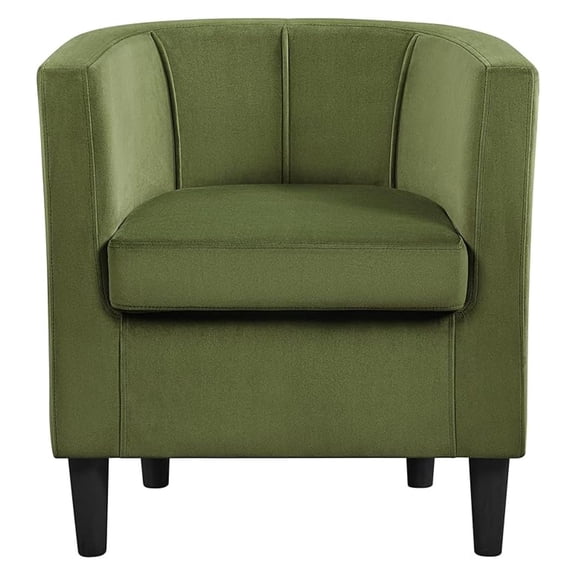 Olive Green -Shaped Club Chair, Comfortable Reading & Relaxing, Modern Style, Curved Back, 26" D x 27" W x 28" H