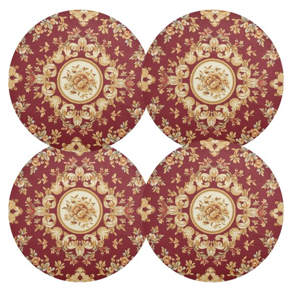 Ryvnso Mandala1 Pattern Round Plate Mats Dining Table Placemat Set of 4 for Holiday Decoration