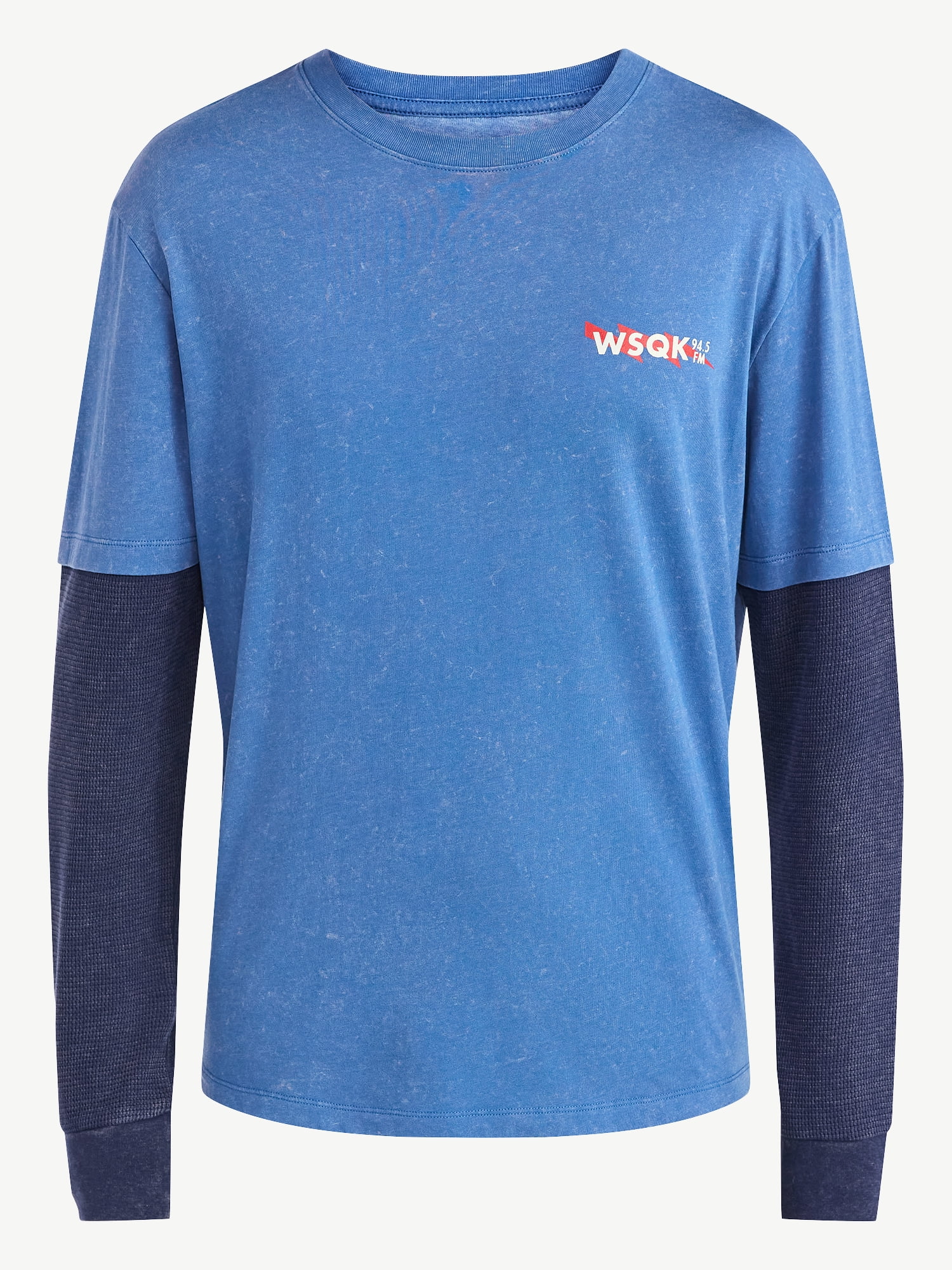 Netflix Stranger Things Mineral Wash Graphic T-Shirt with Long Sleeve Thermal Sleeves from No Boundaries, Men’s and Big Men’s