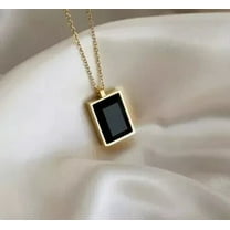 3Ct Emerald Cut Lab Created Black Diamond Women Pretty Pendant 14K Yellow Gold Plated